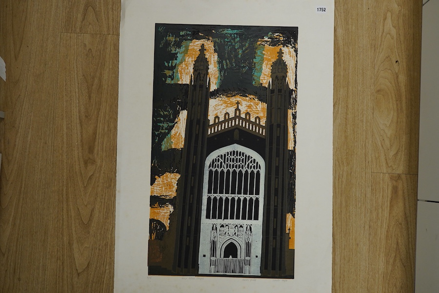 Walter Hoyle (1922-2000), lithograph, ‘Kings College Chapel’, signed in pencil, limited edition 31/75, 87 x 60cm, unframed